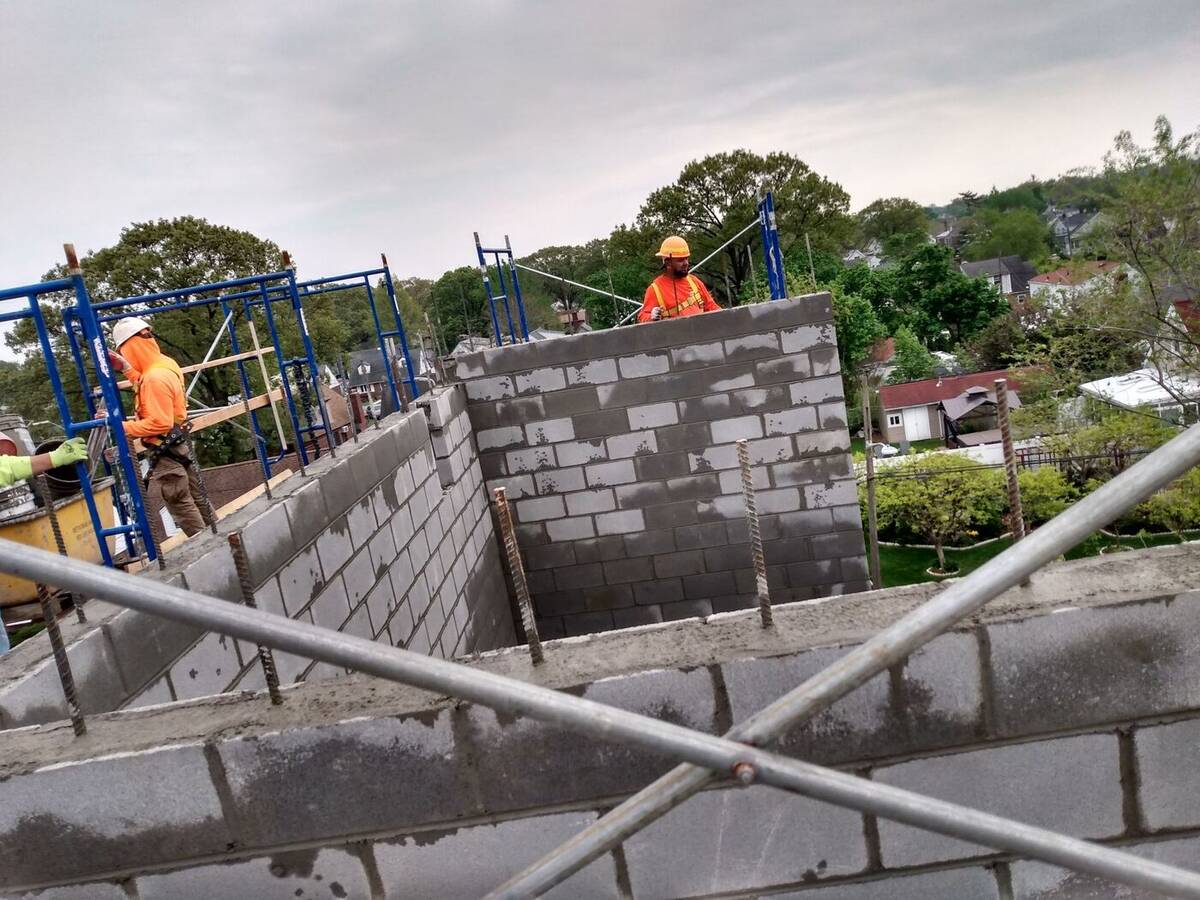 Structural steel erection at a new building site
