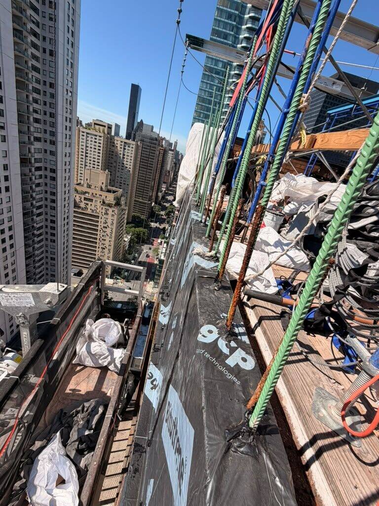 Waterproofing application on a flat roof section